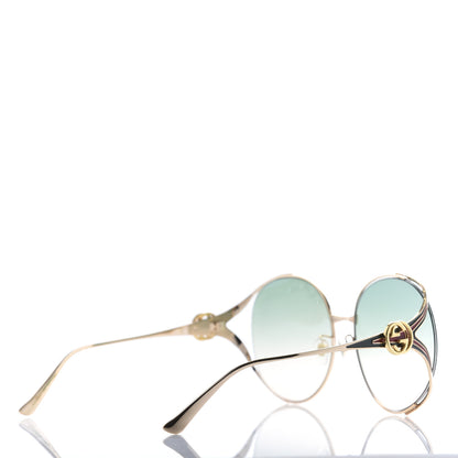 Gucci Metal Oversized Round Frame GG0225S Sunglasses Gold 4 of 8
