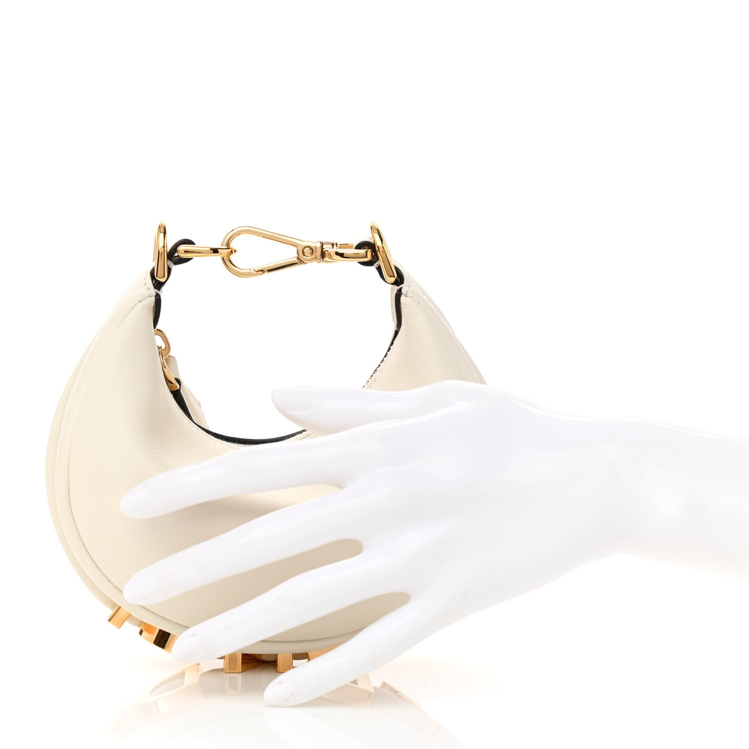 Fendi Vitello Grace Matte Nano Fendigraphy Hobo Charm White Ice 2 of 10