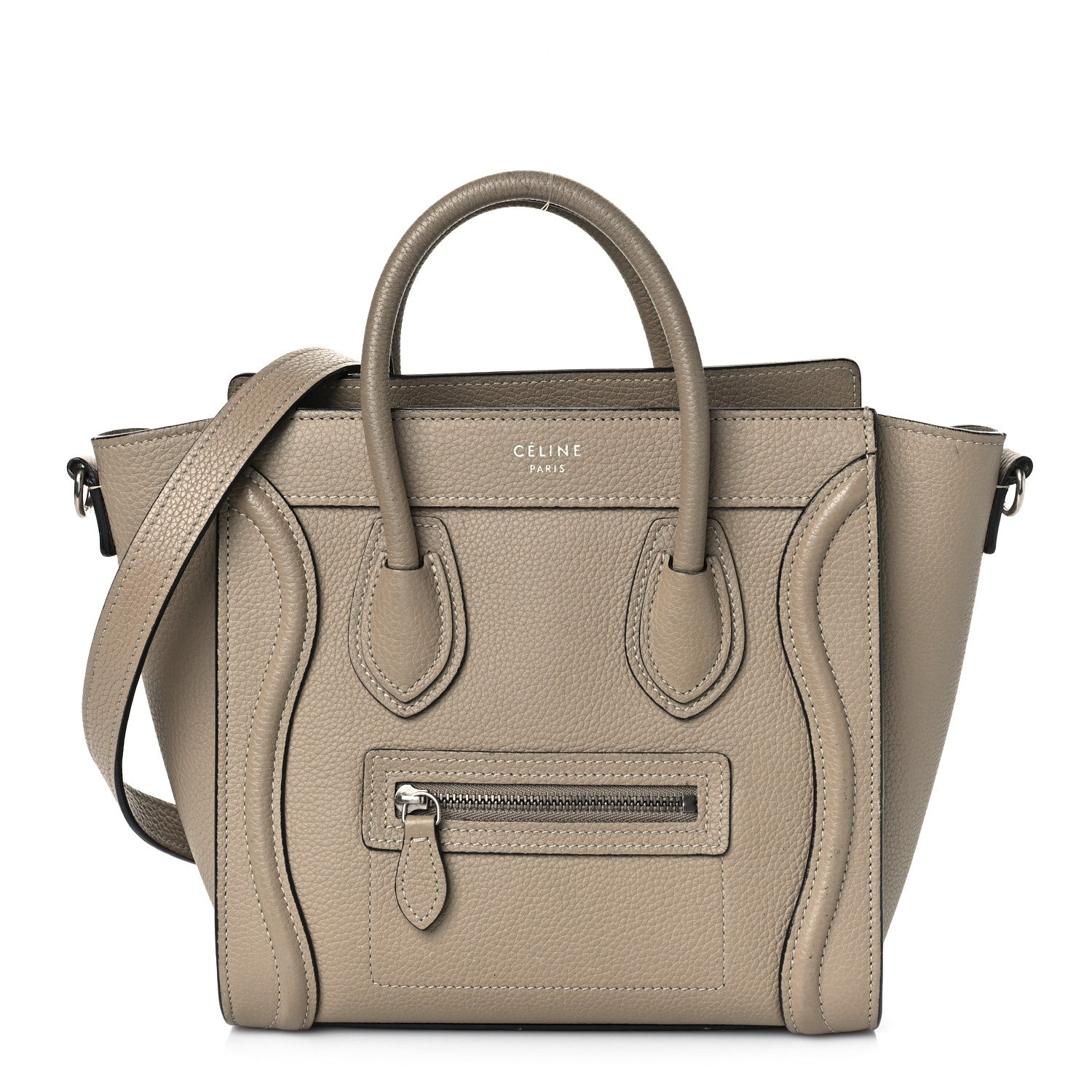 Celine Drummed Calfskin Nano Luggage Dune 1 of 12