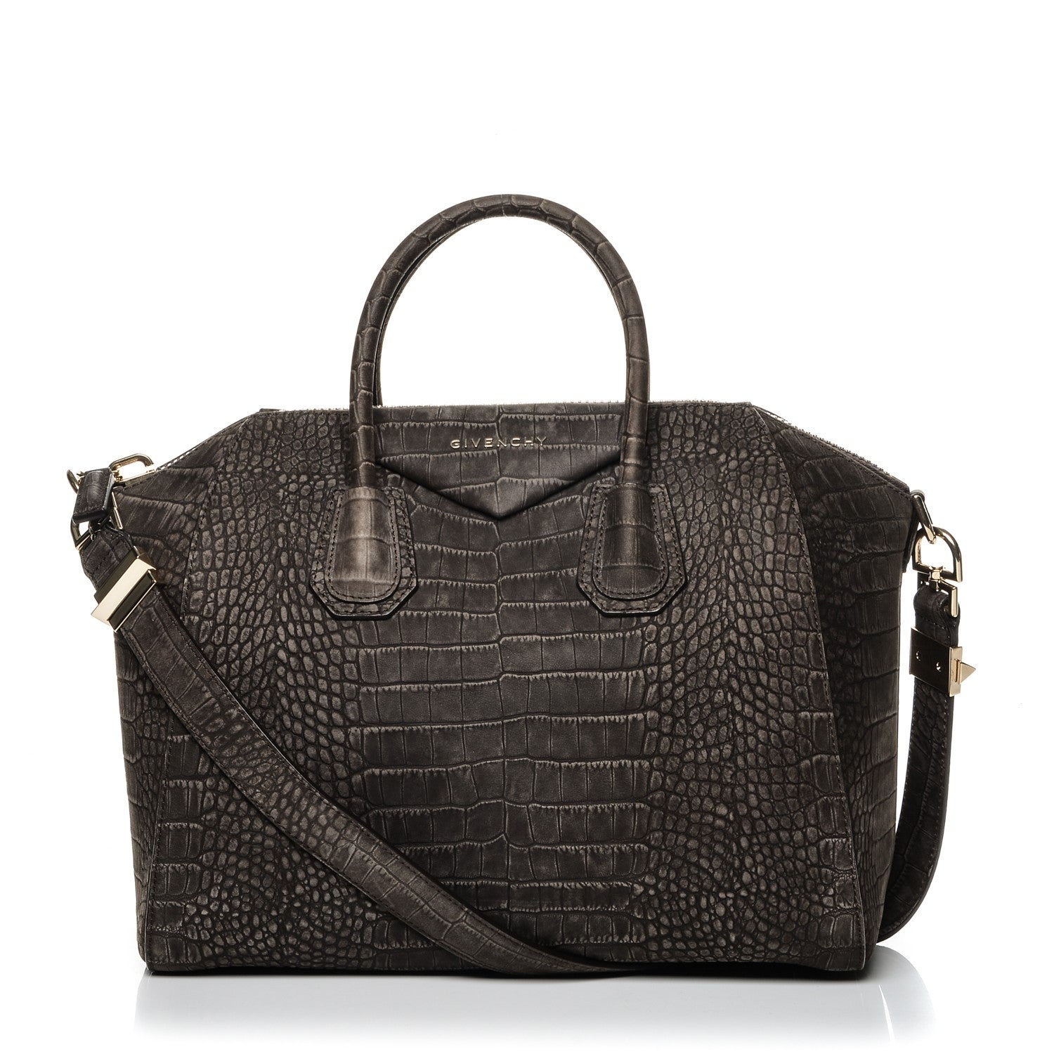 Givenchy Nubuck Crocodile Embossed Medium Antigona Brown 1 of 7