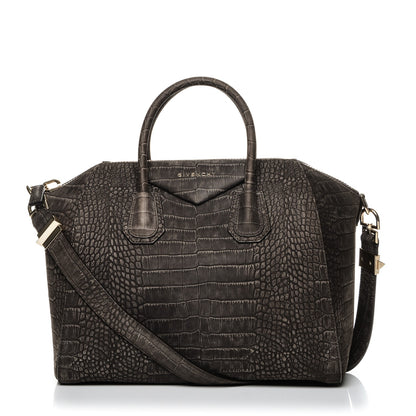 Givenchy Nubuck Crocodile Embossed Medium Antigona Brown 1 of 7