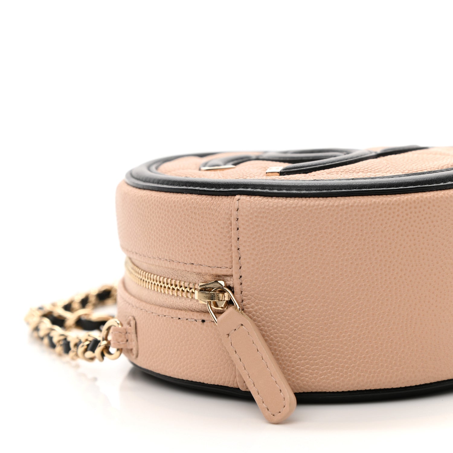 Chanel Caviar Quilted Round Filigree Crossbody Beige Black 9 of 11
