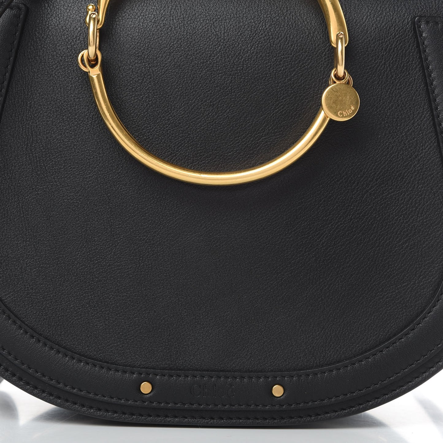 Calfskin Suede Medium Nile Bracelet Bag Black