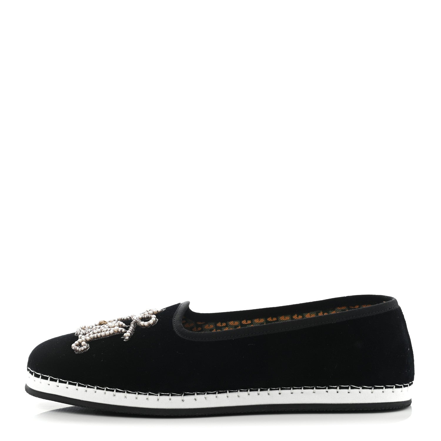 Gucci Velluto Marmara Pearl Embellished Mens Loafers 9 Black 1 of 12