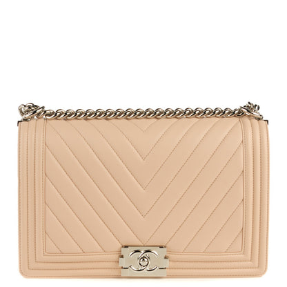 Chanel Calfskin Chevron New Medium Boy Flap Beige 1 of 8
