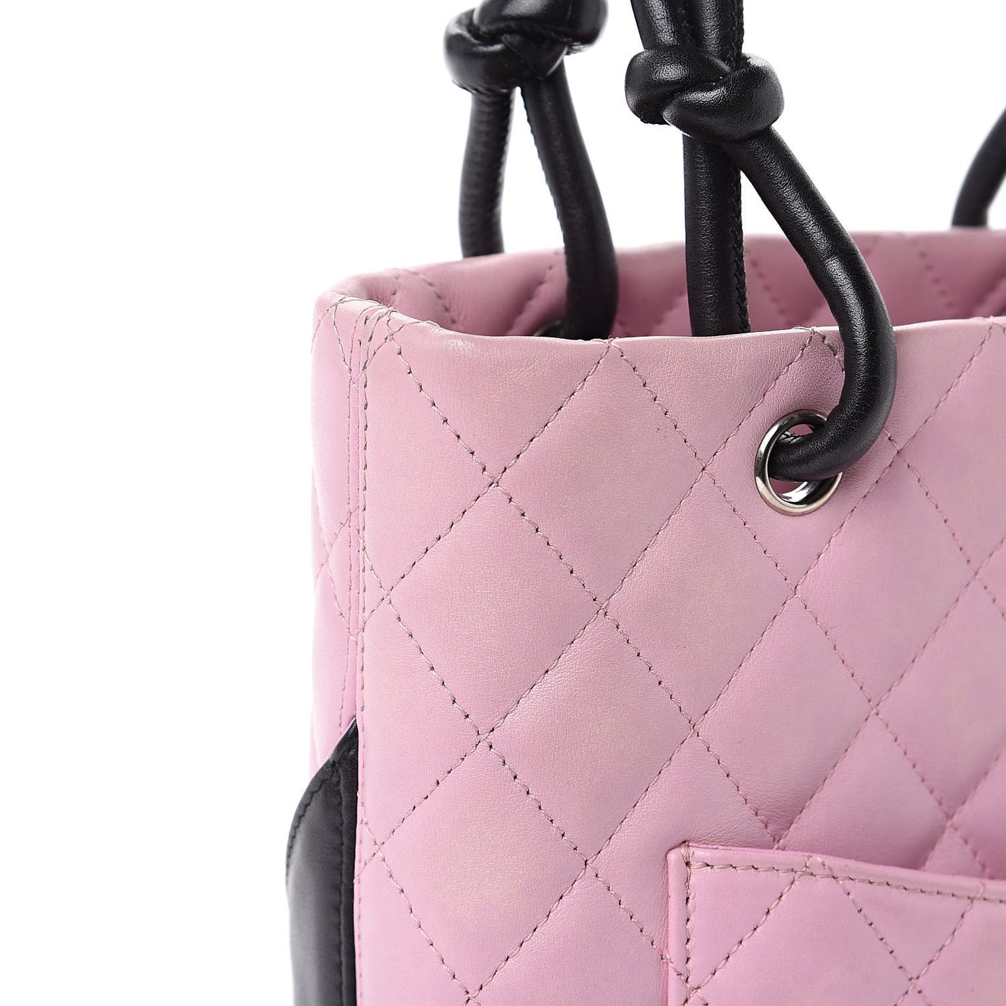 Calfskin Quilted Small Cambon Tote Pink Black