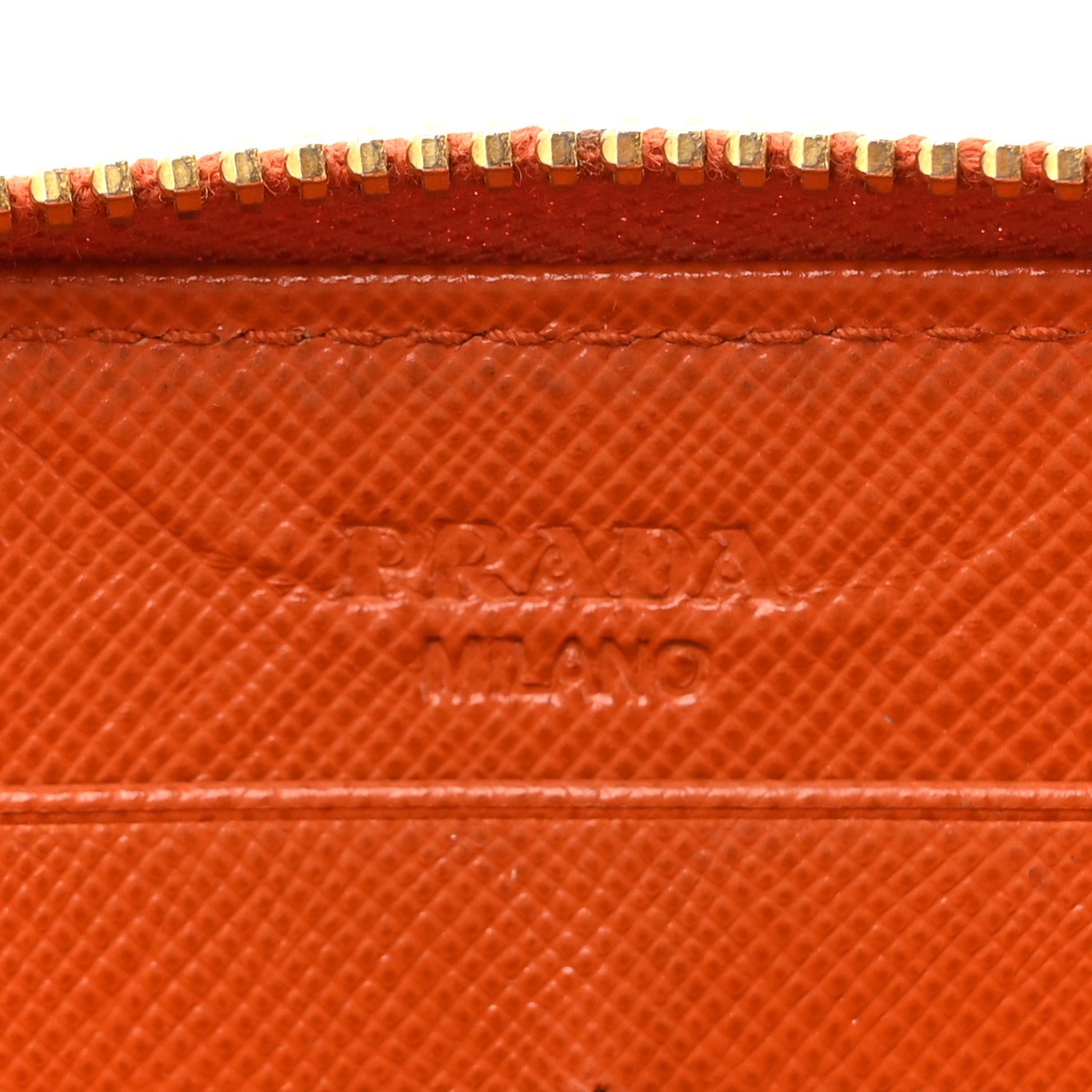 Prada Saffiano Metal Zip Around Wallet Rame 7 of 15