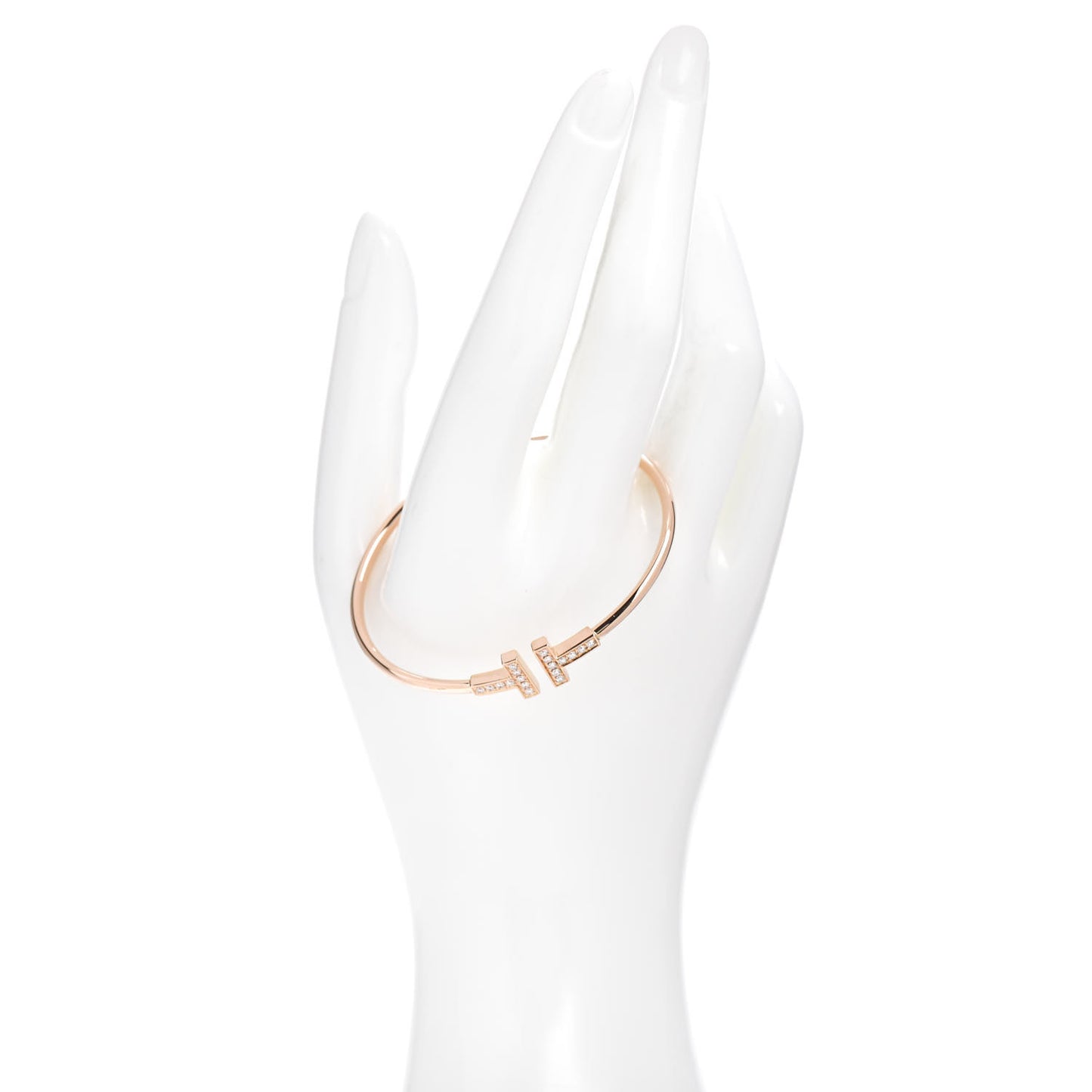 18K Rose Gold Diamond T Wire Bracelet