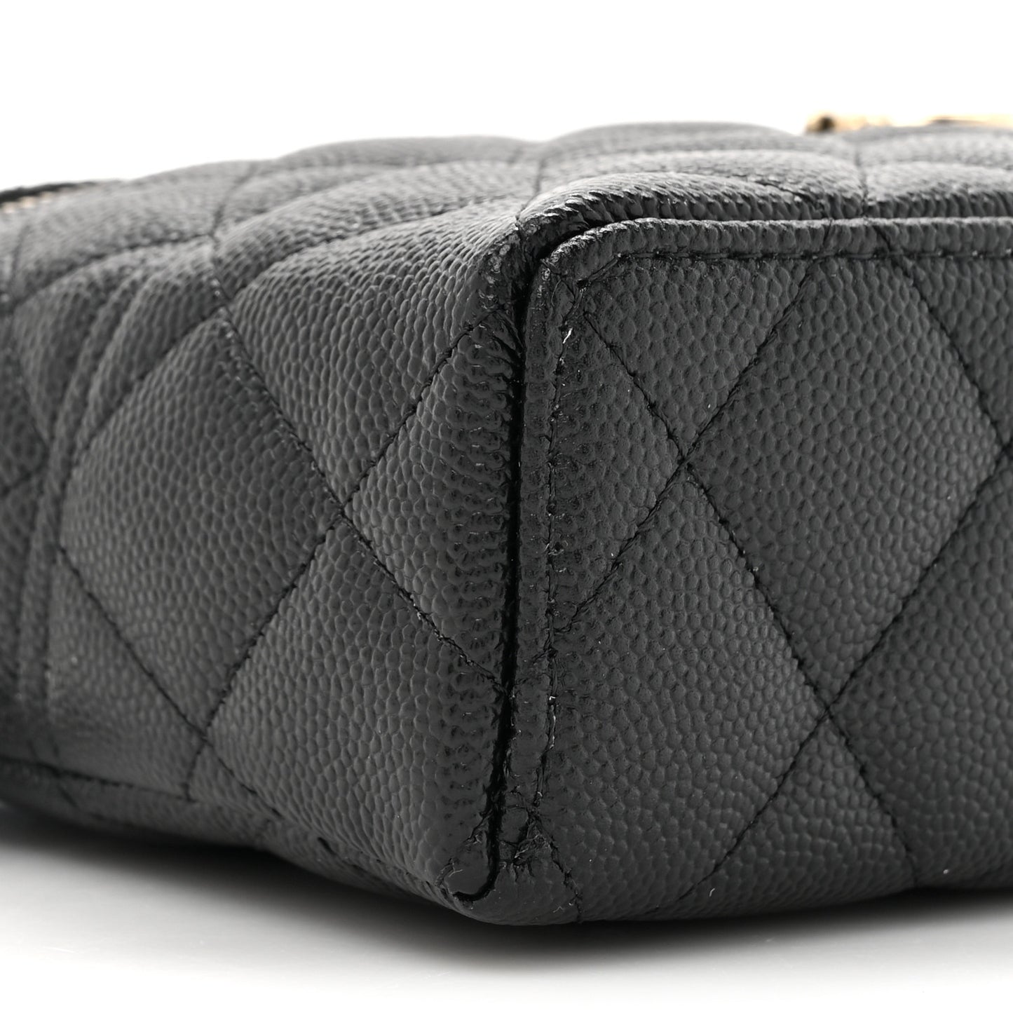 Caviar Quilted Trendy Handle Slim Vanity Black