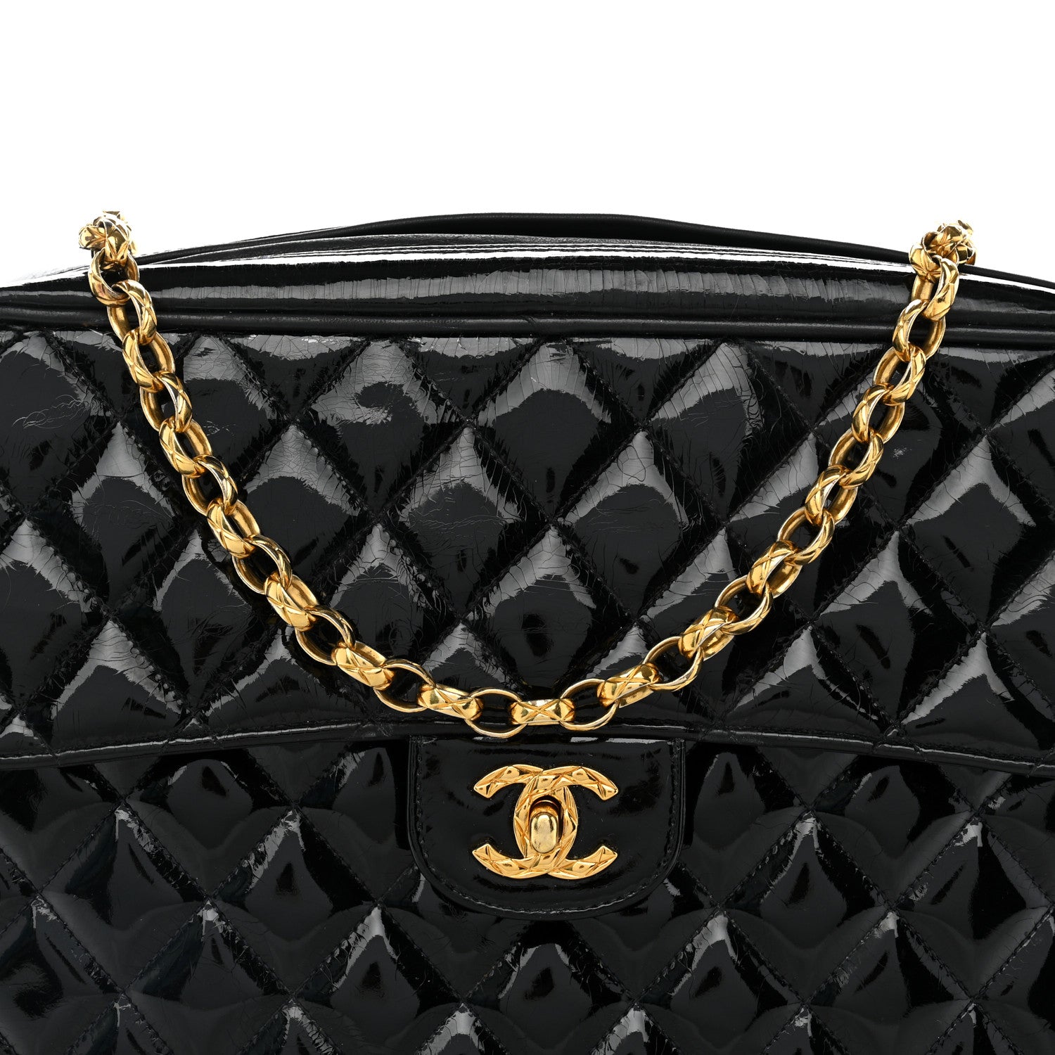 Chanel Patent Quilted CC Camera Case Black 9 of 14