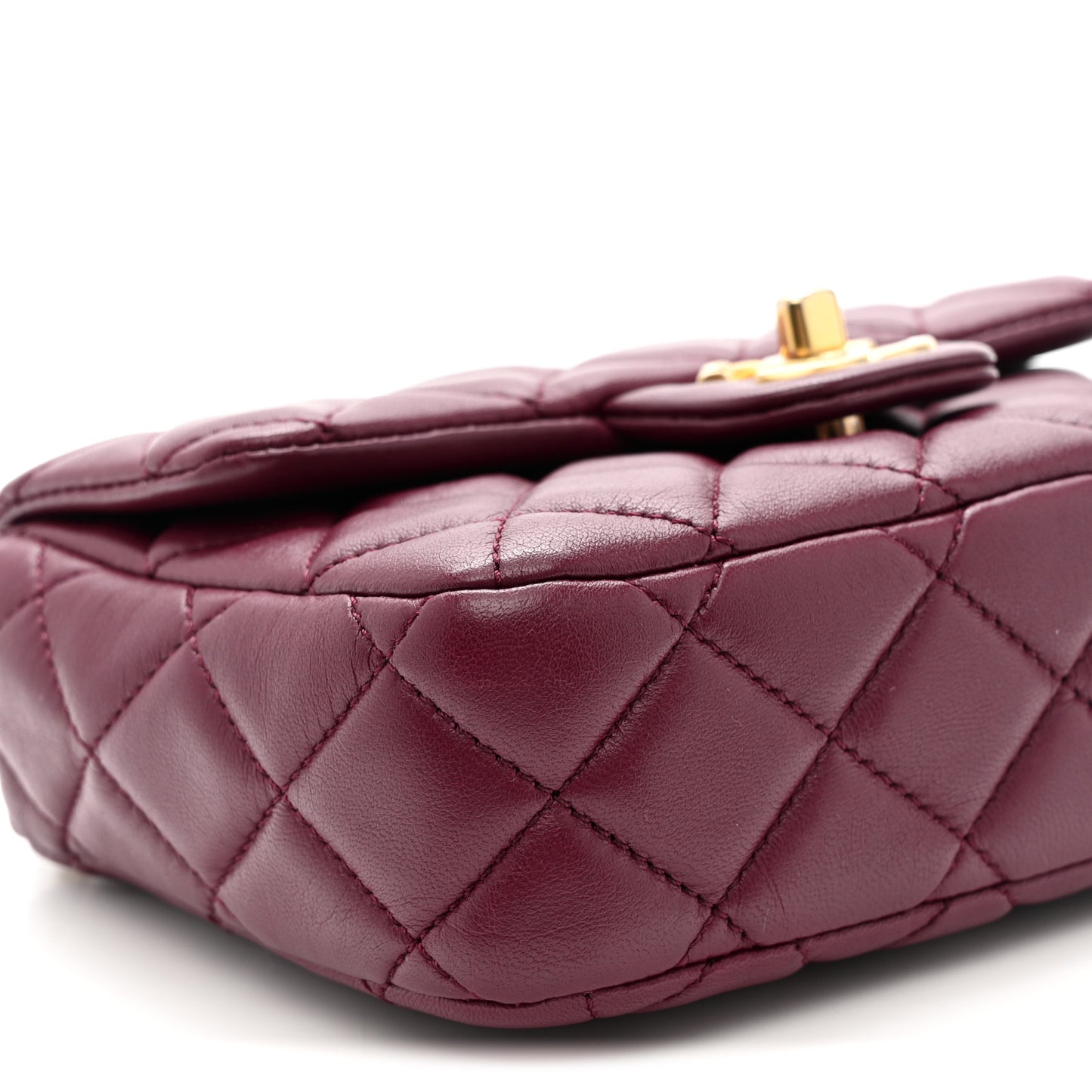 Lambskin Enamel Quilted Mini Coco Hearts Square Flap Burgundy