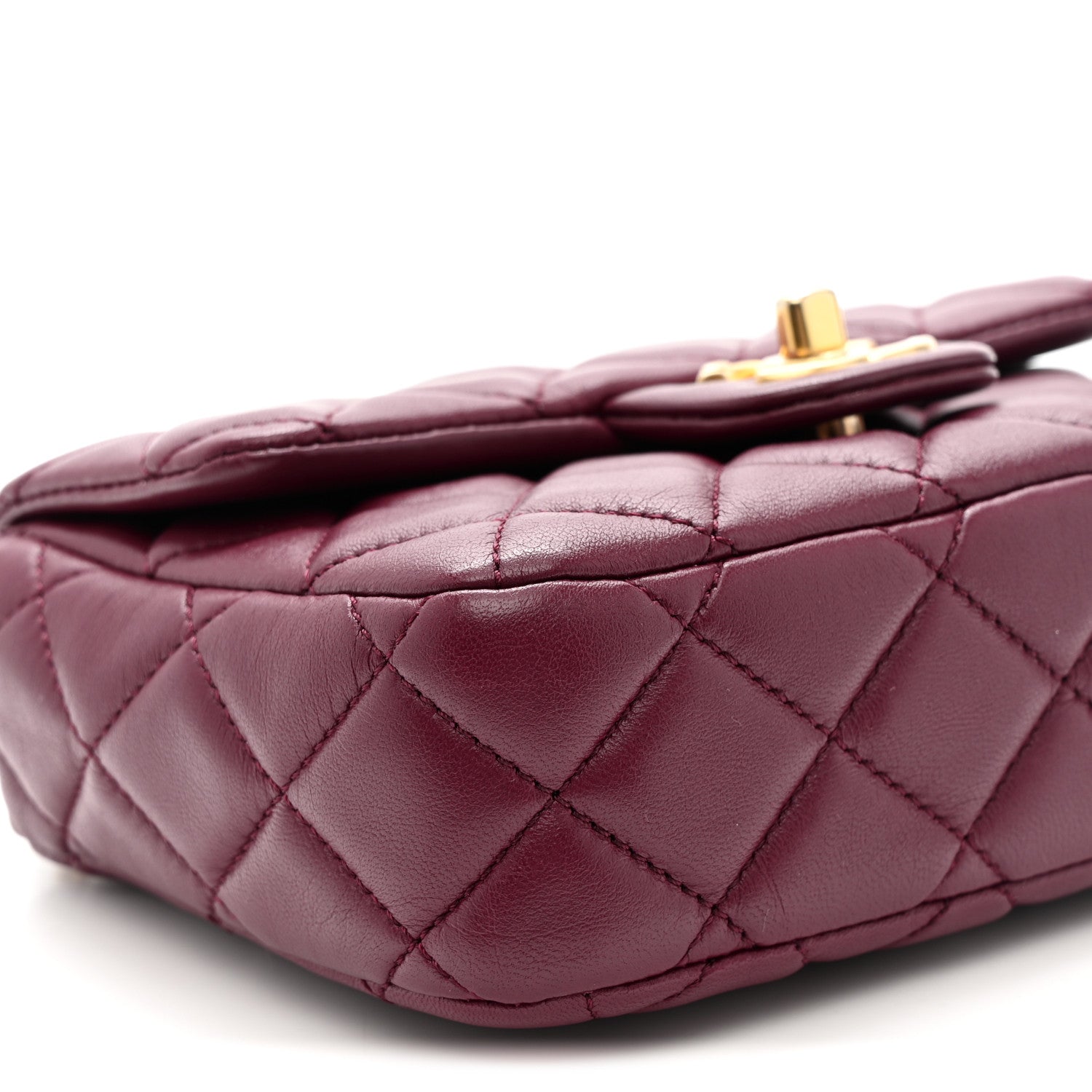 Chanel Lambskin Enamel Quilted Mini Coco Hearts Square Flap Burgundy 9 of 11