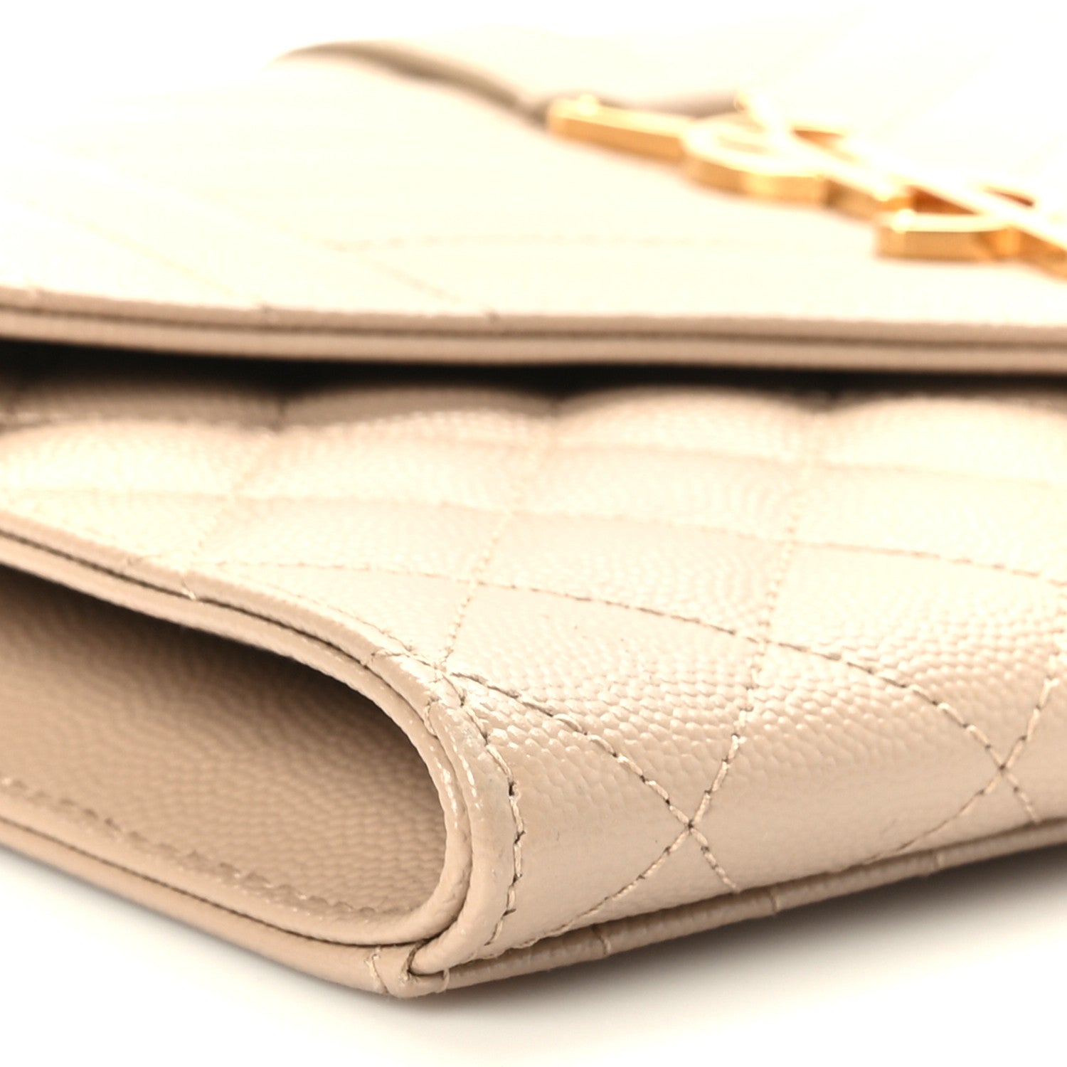 Saint Laurent Grain De Poudre Textured Mixed Matelasse Triquilt Monogram Clutch Dark Beige 10 of 10