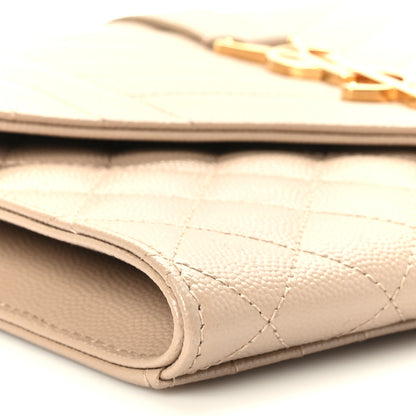 Saint Laurent Grain De Poudre Textured Mixed Matelasse Triquilt Monogram Clutch Dark Beige 10 of 10