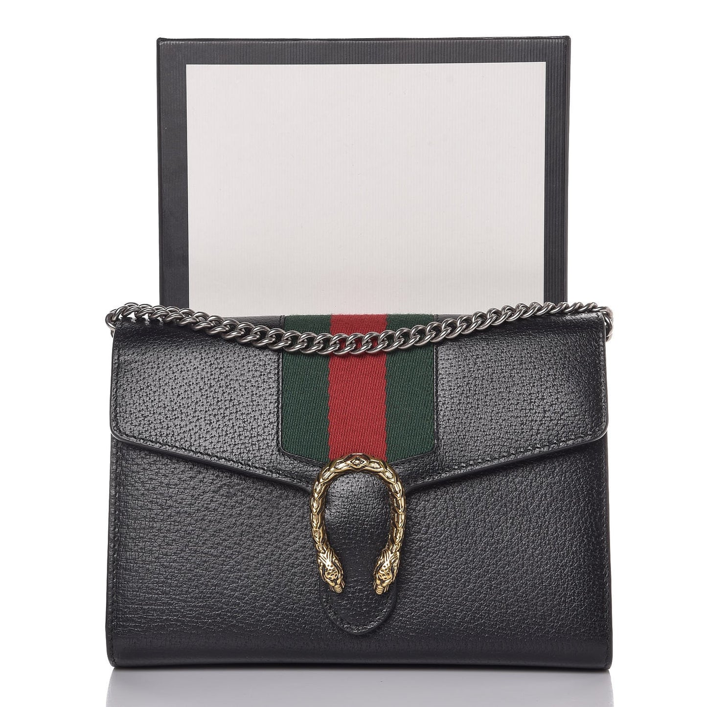 Calfskin Web Mini Dionysus Chain Wallet Black