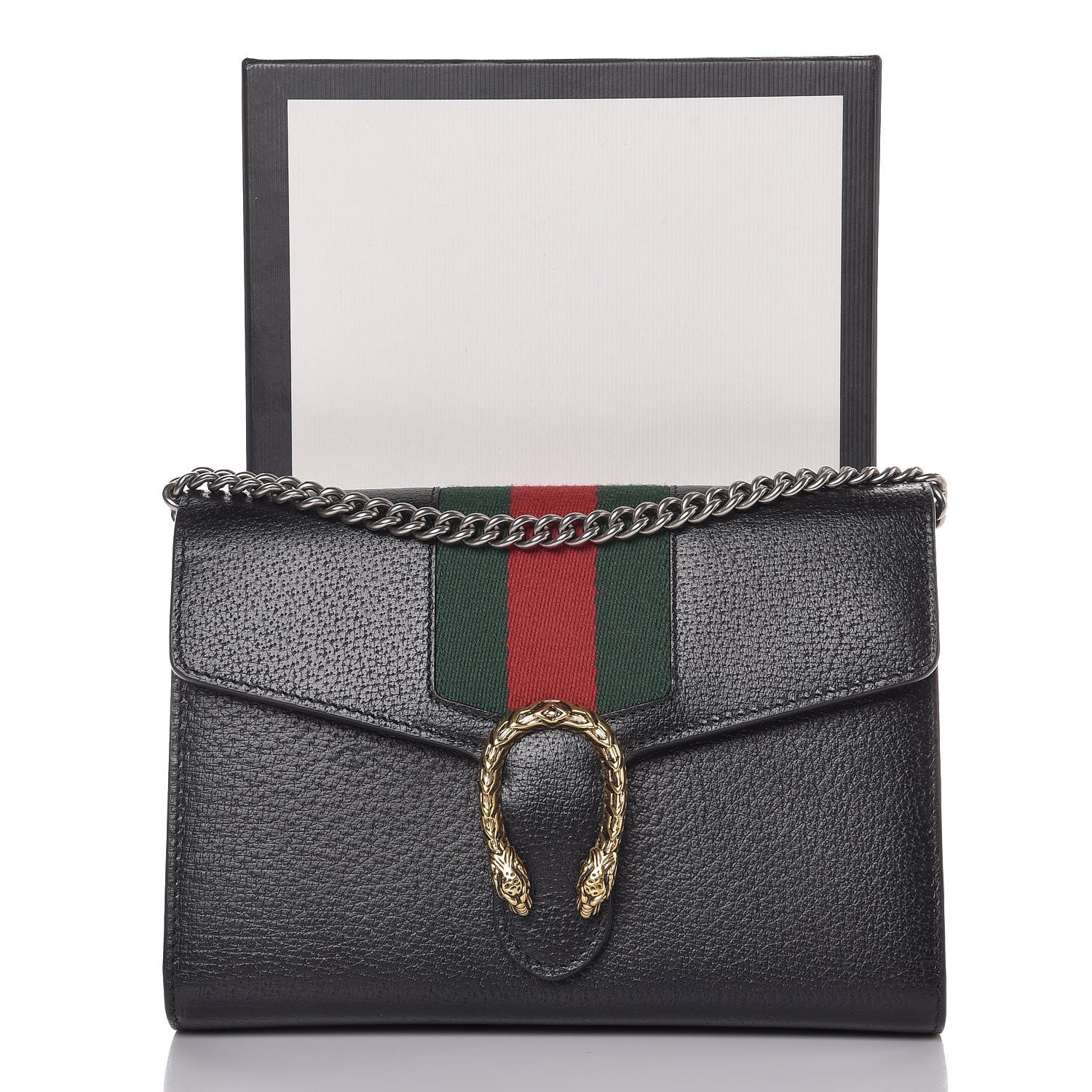 Gucci Calfskin Web Mini Dionysus Chain Wallet Black 8 of 8