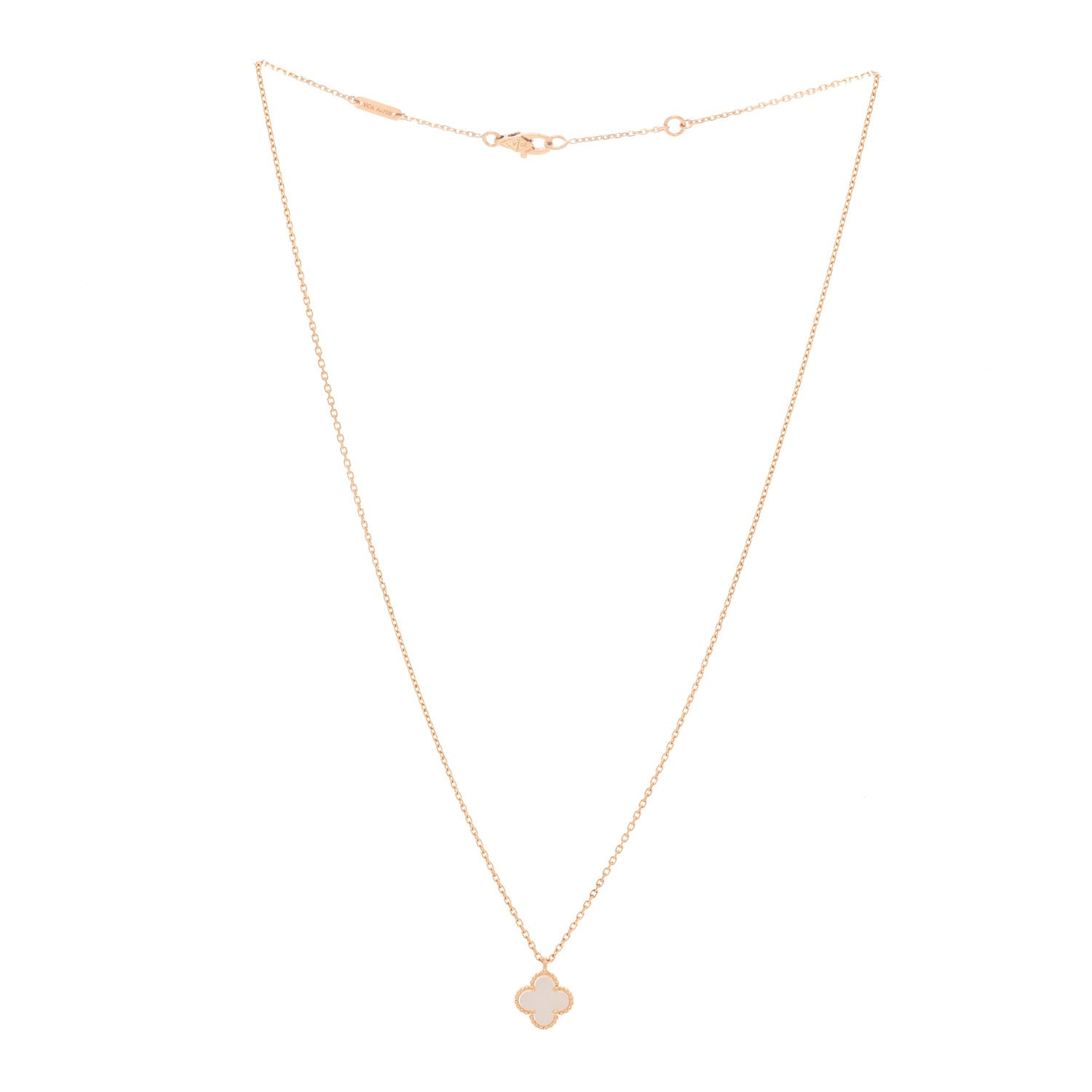 Van Cleef & Arpels 18K Yellow Gold Mother of Pearl Sweet Alhambra Pendant Necklace 3 of 6