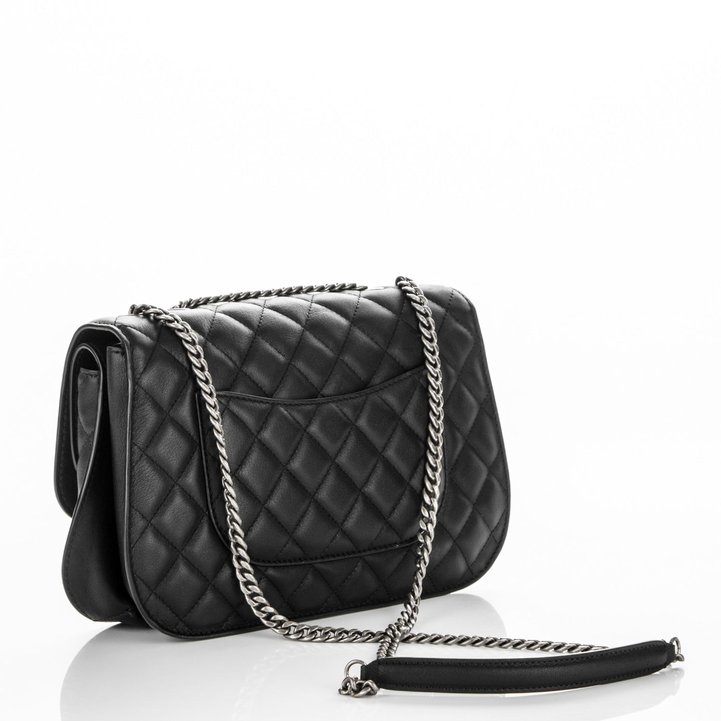 Goatskin Quilted Double Flap Black