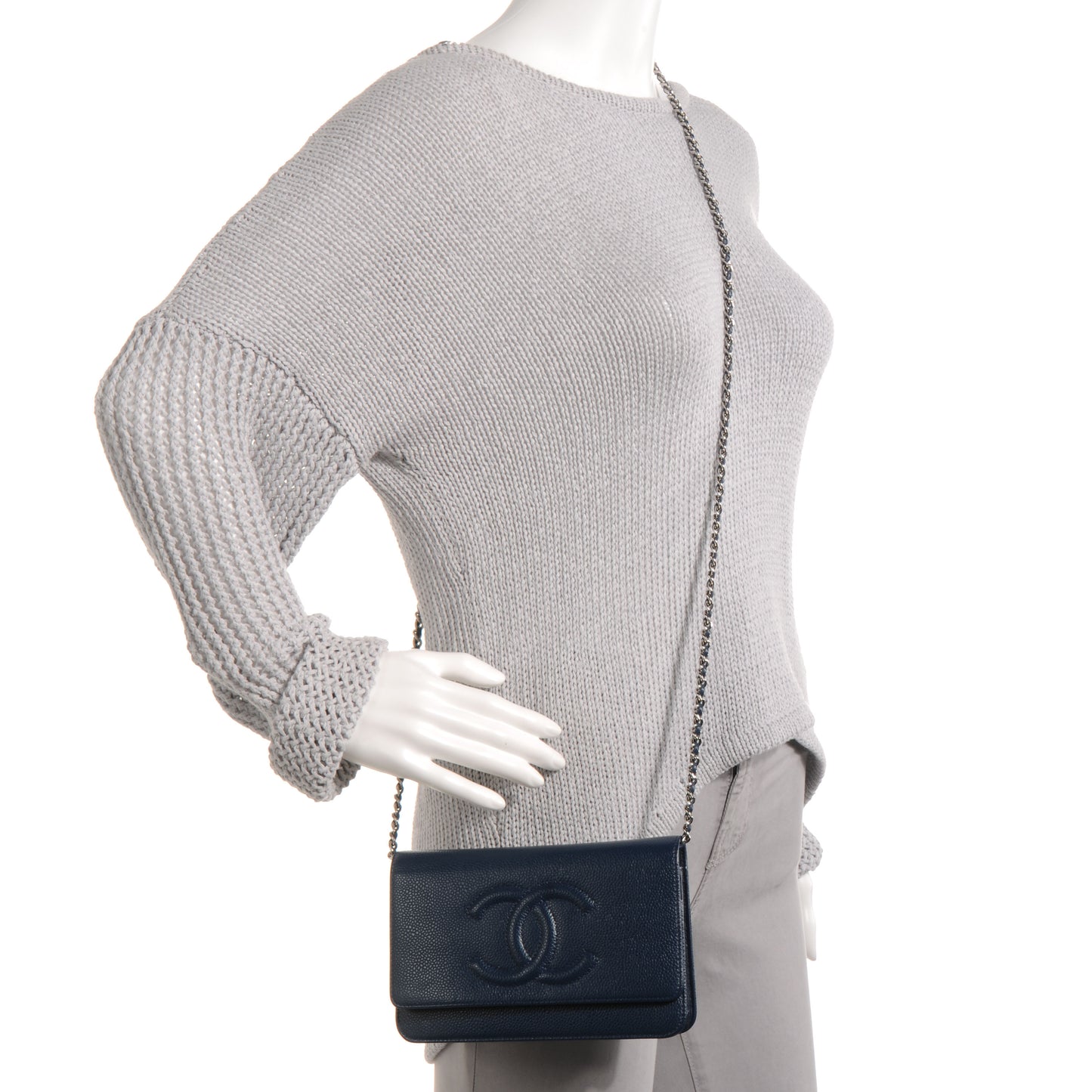 Caviar Timeless CC Wallet on Chain WOC Navy Blue