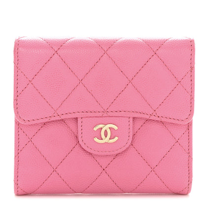 Chanel Caviar Quilted Compact Flap Wallet Pink 1 of 8