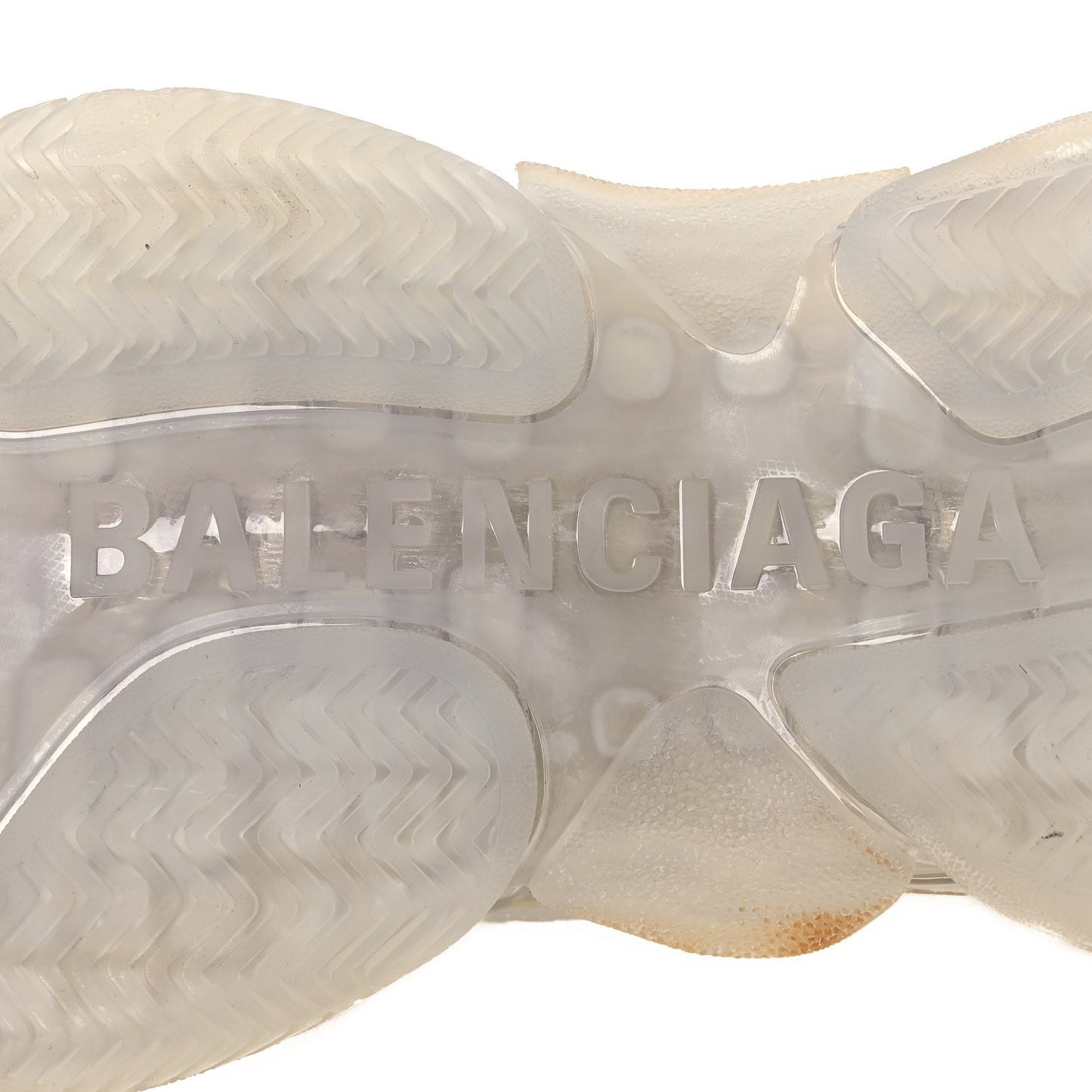 Fabric Mesh Clear Sole Womens Triple S Sneakers 38 White