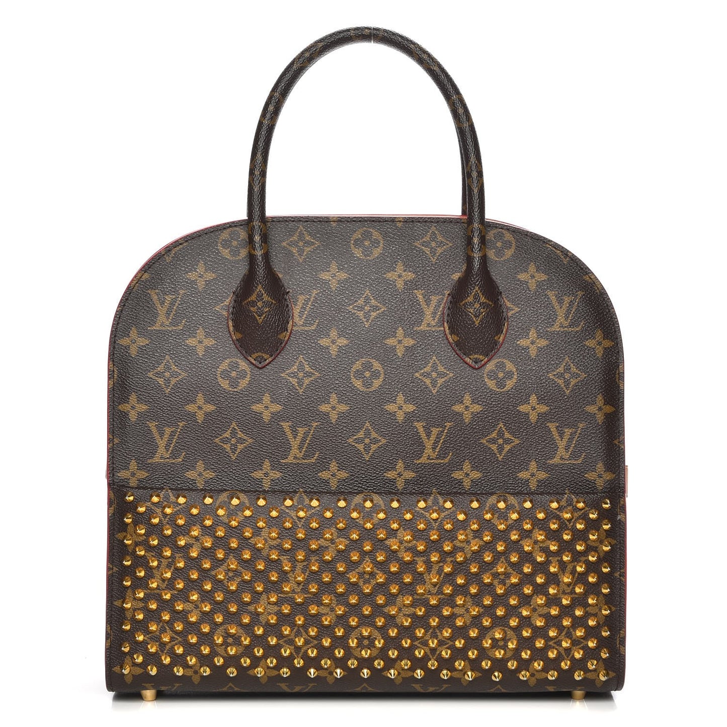 Monogram Calf Hair Spikes Iconoclasts Christian Louboutin Tote Red