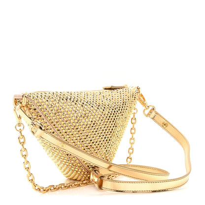 Prada Satin Crystal Triangle Crossbody Pouch Platino 3 of 10