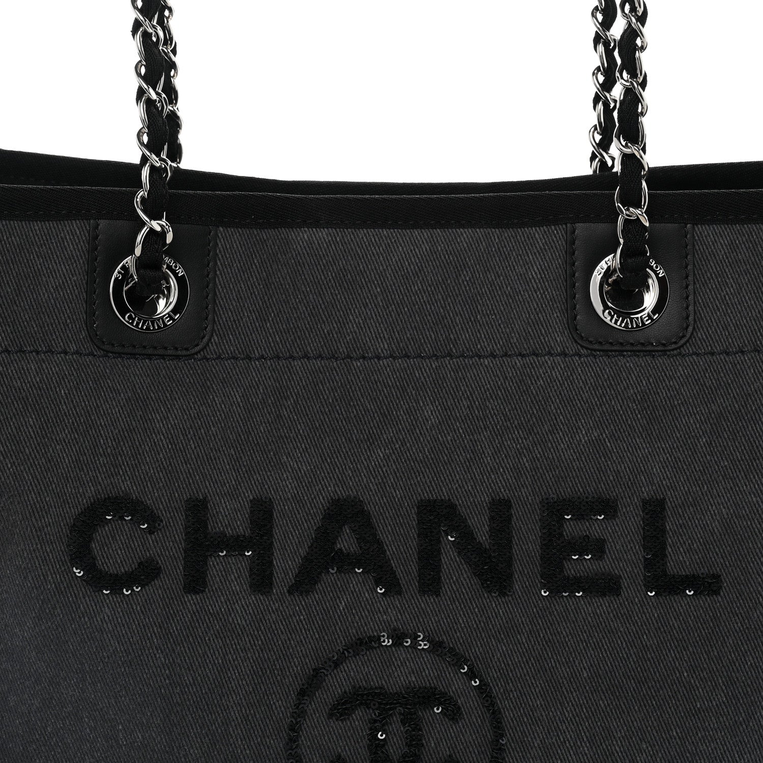Chanel Canvas Sequin Small Deauville Tote Charcoal 8 of 11