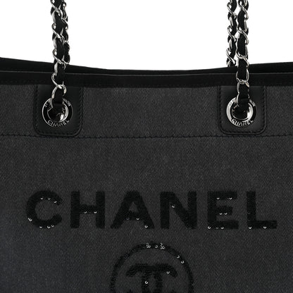 Chanel Canvas Sequin Small Deauville Tote Charcoal 8 of 11