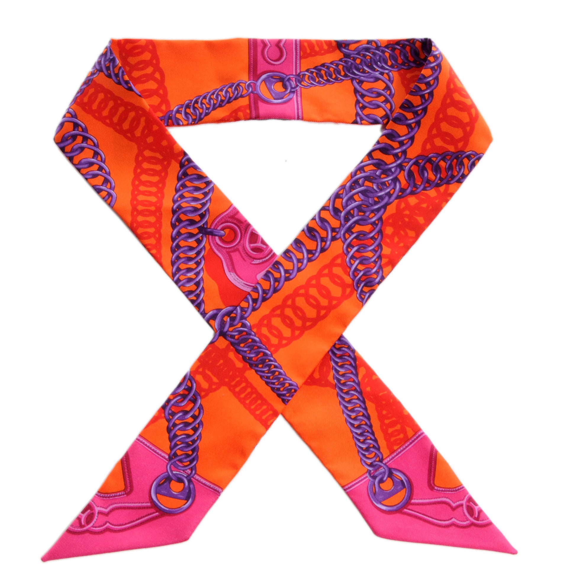 Hermes Silk Maillons Twilly Capucine Violet Fuchsia 1 of 4