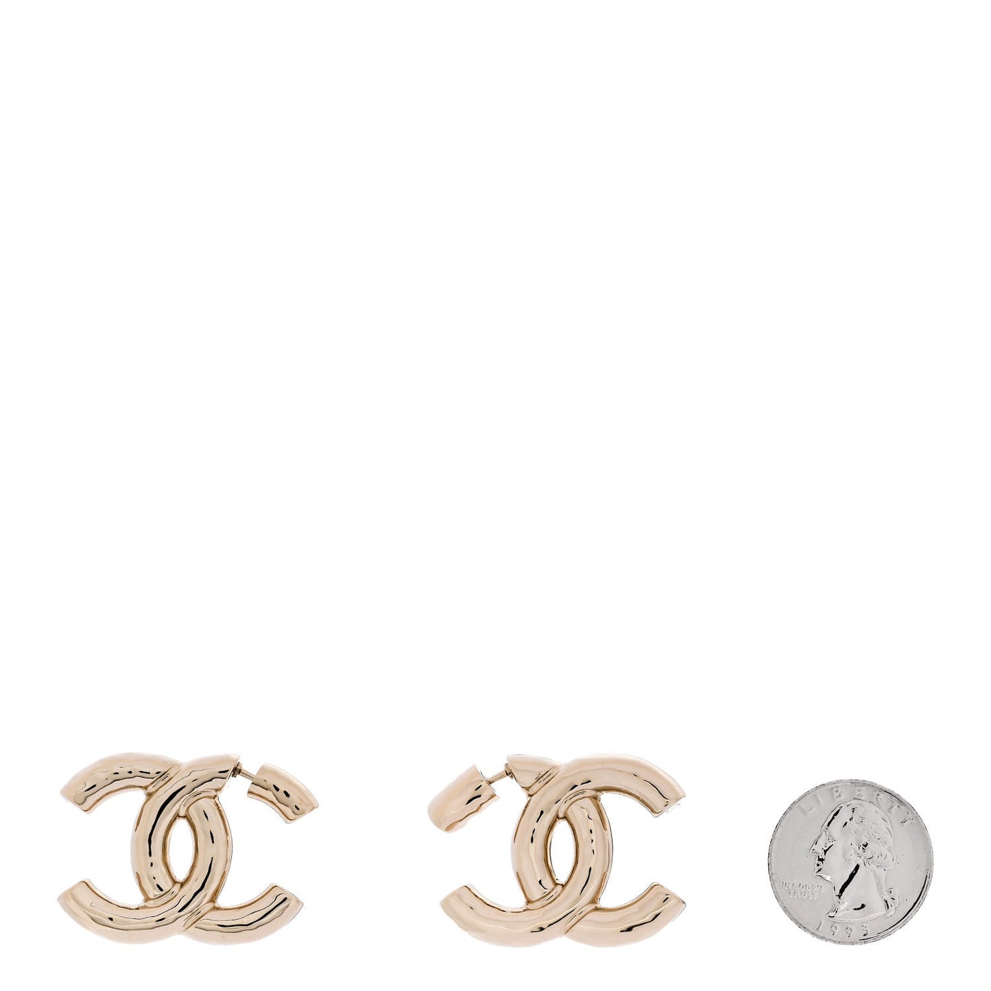 Metal Large CC Earrings Light Gold