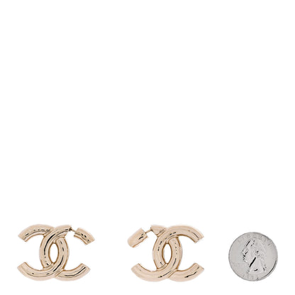 Chanel Metal Large CC Earrings Light Gold 2 of 4