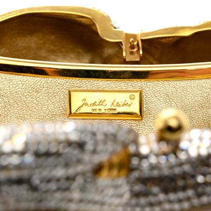 Judith Leiber Swarovski Crystal Sleeping Cat Minaudiere Clutch Silver 7 of 10