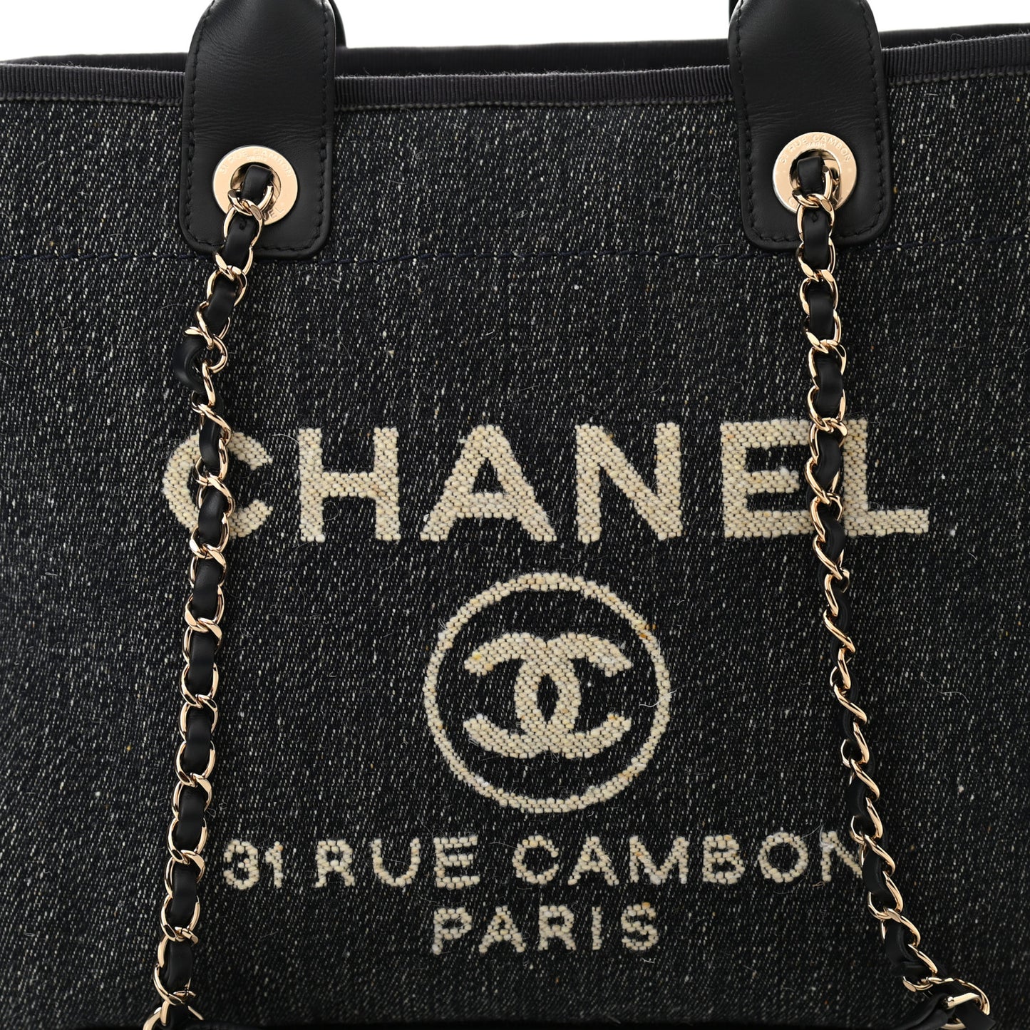 Denim Small Deauville Tote Dark Blue White