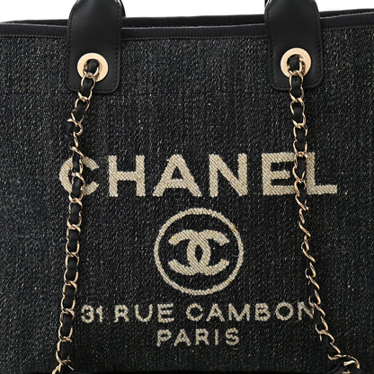 Chanel Denim Small Deauville Tote Dark Blue White 12 of 12