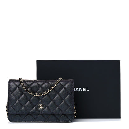 Chanel Iridescent Caviar Quilted Wallet On Chain WOC Black 11 of 11