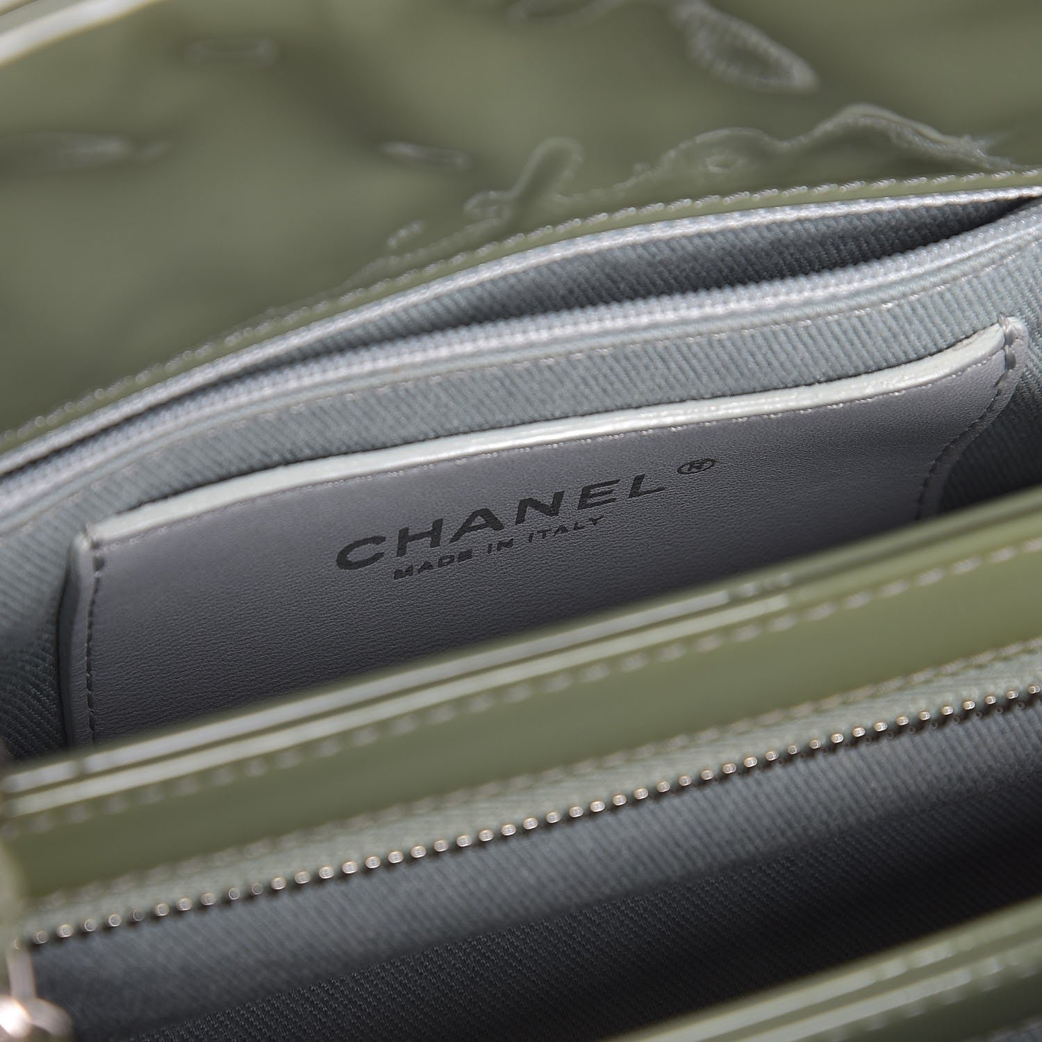 Chanel Patent Quilted Small Just Mademoiselle Green 6 of 7