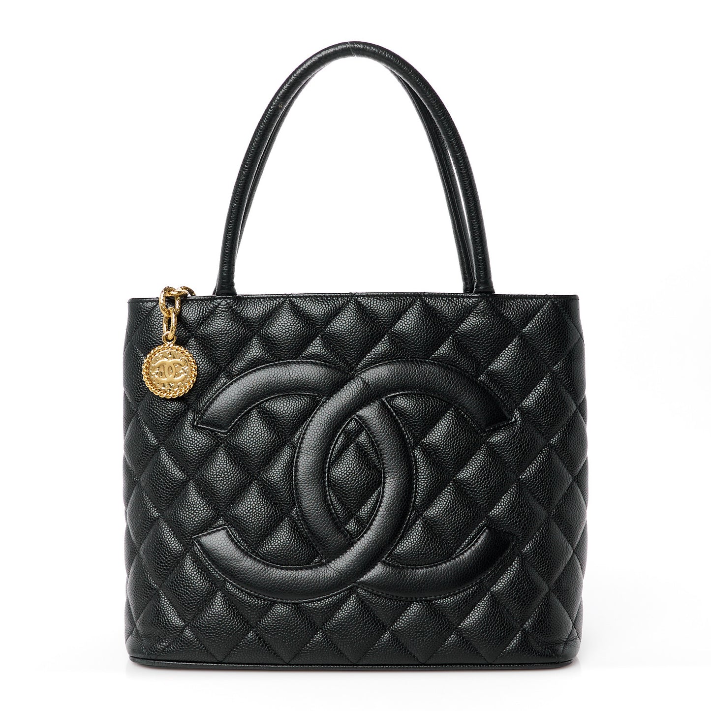 Caviar Quilted Medallion Tote Black