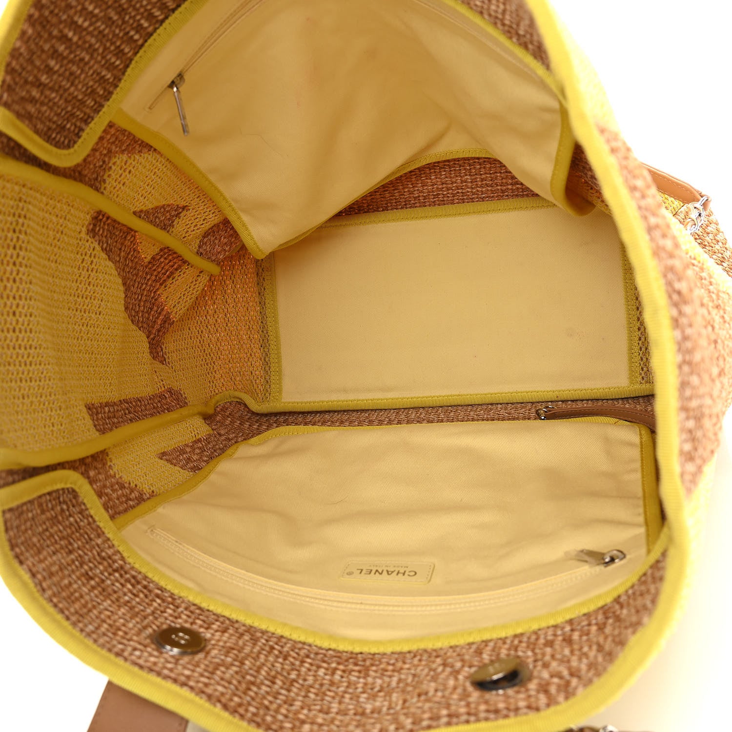 Chanel Mixed Fibers Large Shopping Bag Yellow Brown 4 of 15