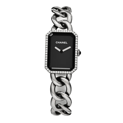 Chanel Stainless Steel Diamond Bezel 20mm Chain Premiere Quartz Watch Black 1 of 5