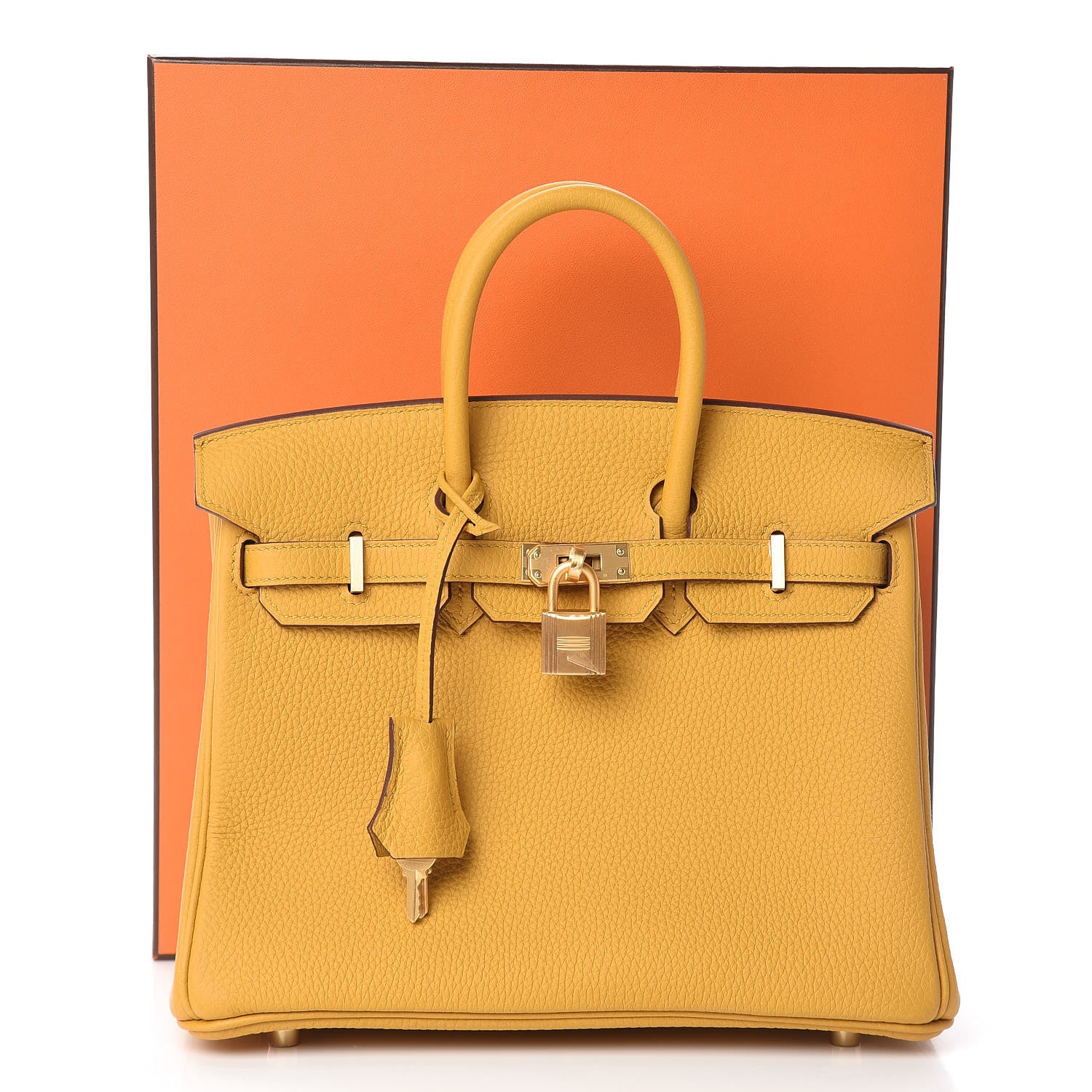 Hermes Togo Horseshoe Birkin 25 Jaune Ambre 12 of 12