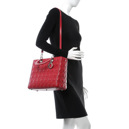 Christian Dior Lambskin Cannage Large Lady Dior Red 2 of 13