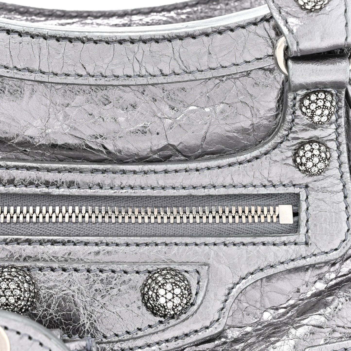 Agneau Arena Crystal Neo Cagole Handbag XS Silver
