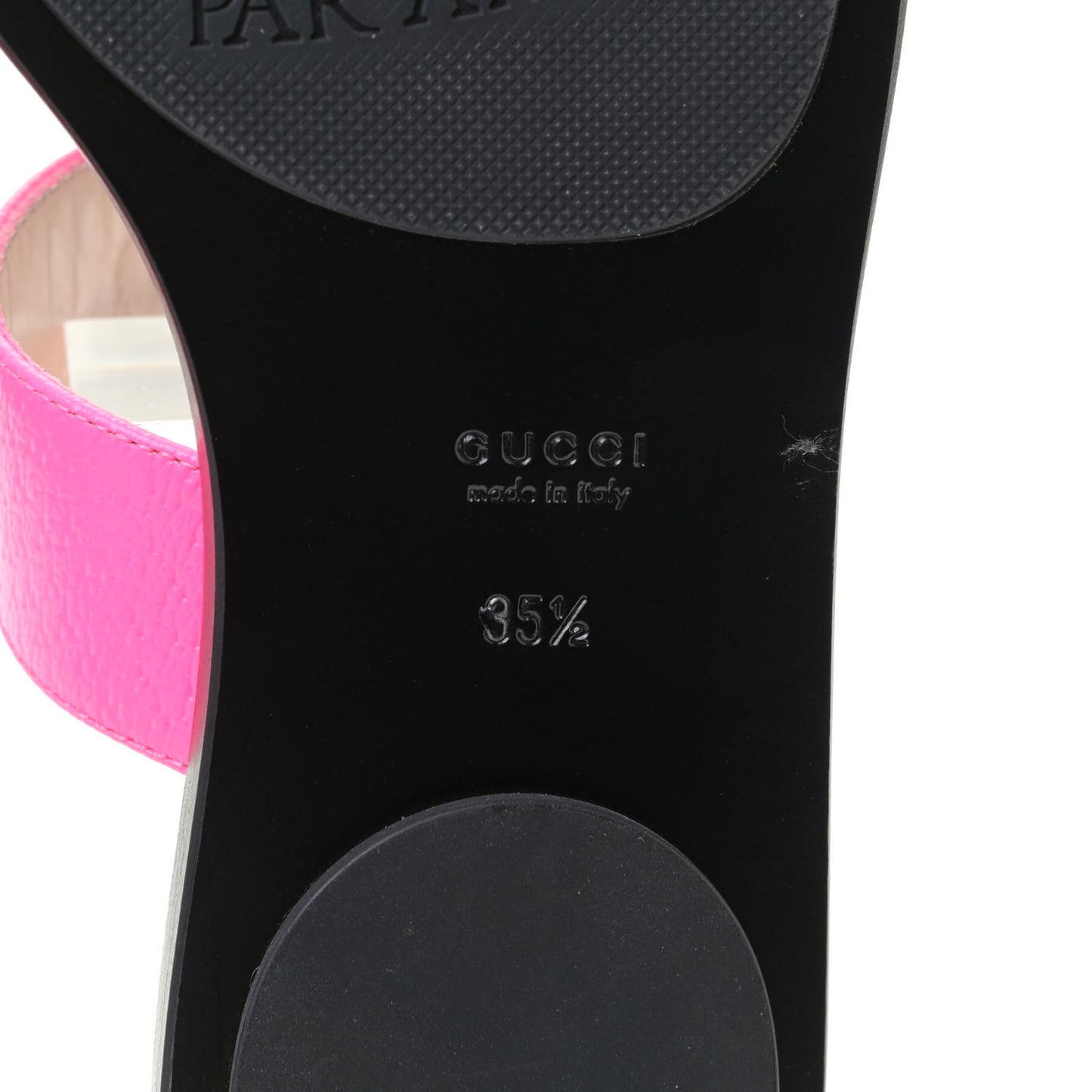 Calfskin GG Marmont Thong Sandals 35.5 Fuxia Fluo