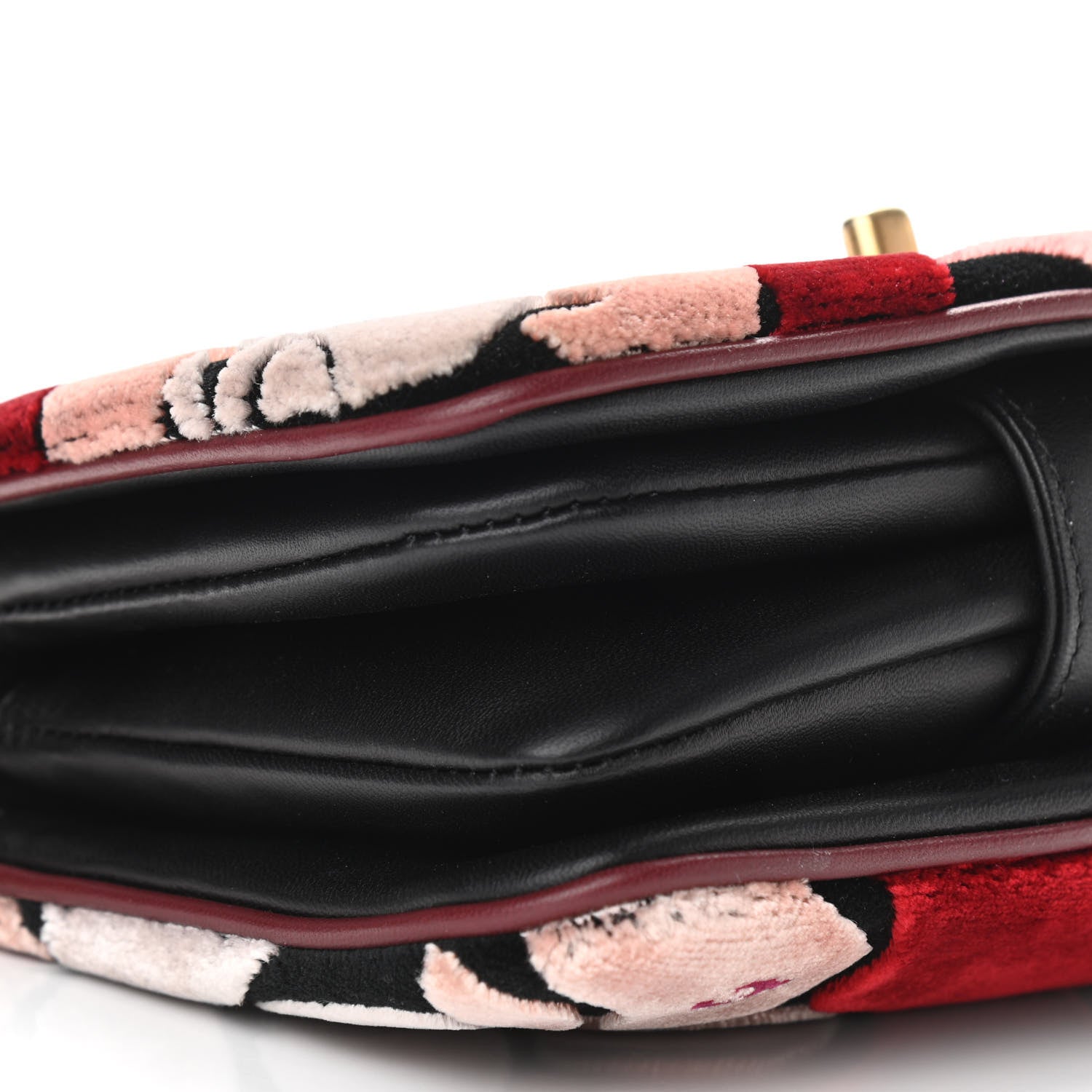 Chanel Velvet Lambskin Mini Camellia Flap Black Burgundy 5 of 11