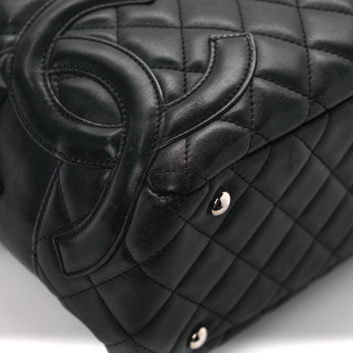 Calfskin Quilted Large Cambon Bowler Black