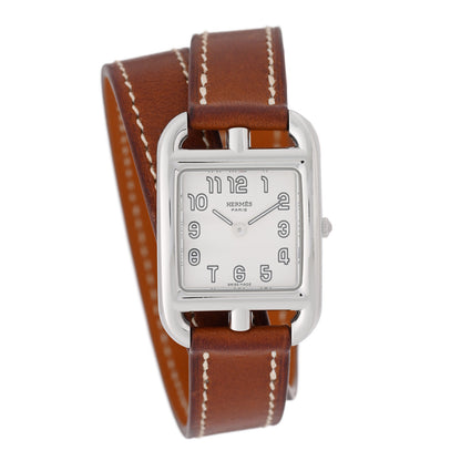 Hermes Stainless Steel Barenia 23mm Cape Cod Double Tour Quartz Watch Fauve 1 of 5