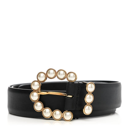 Chanel Calfskin Pearl Belt 80 32 Black 1 of 8