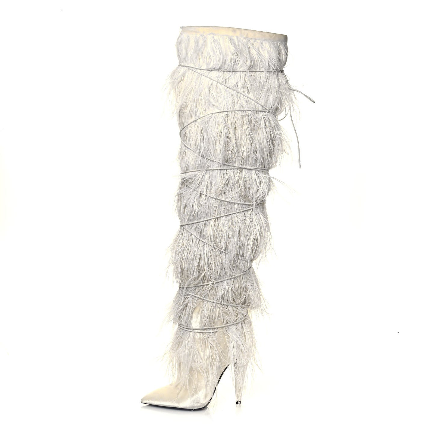 Veluto Master Ostrich Yeti 110 Over The Knee Boots 38 Blanc Optique