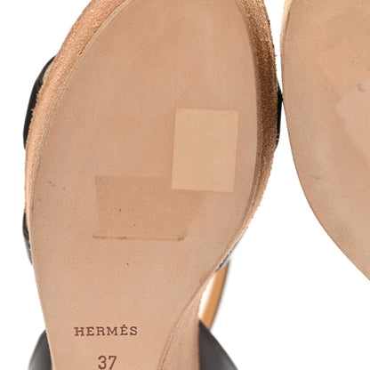 Hermes Nappa Suede Wedge Sandals 37 9 of 10
